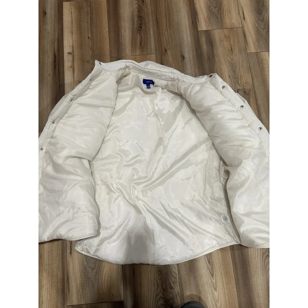 Apt. 9 Shacket Quilted Shirt Jacket Ivory Cream‎ Men's Large Snaps Pockets